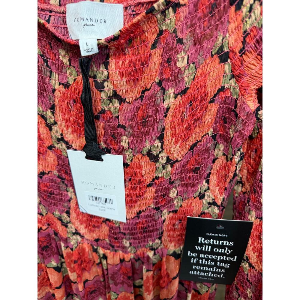 POMANDER PLACE Tuckernuck Rose Chiffon Joni Midi Dress Off Shoulder Sz L New - Picture 10 of 14